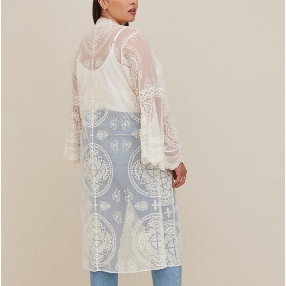 Torrid Maxi Kimono - Mesh Lace Cream - Picture 3 of 3